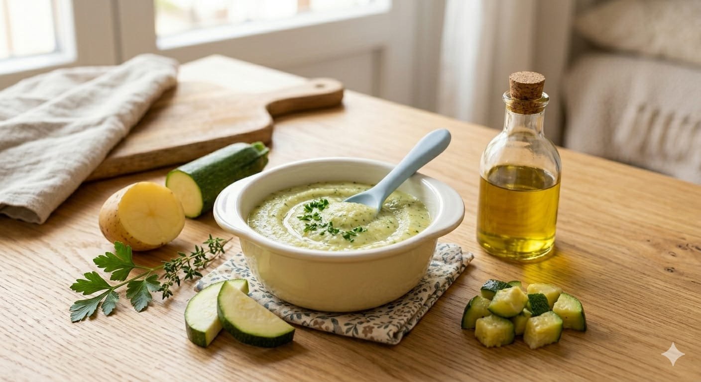 🥄 Puré de calabacín y patata para bebés