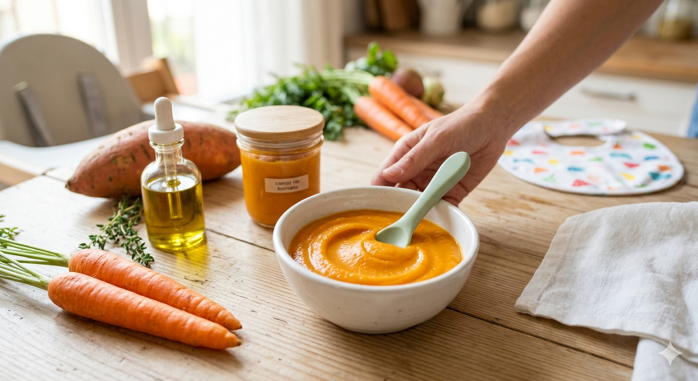 🥄Puré de zanahoria y boniato ( batata) para bebés