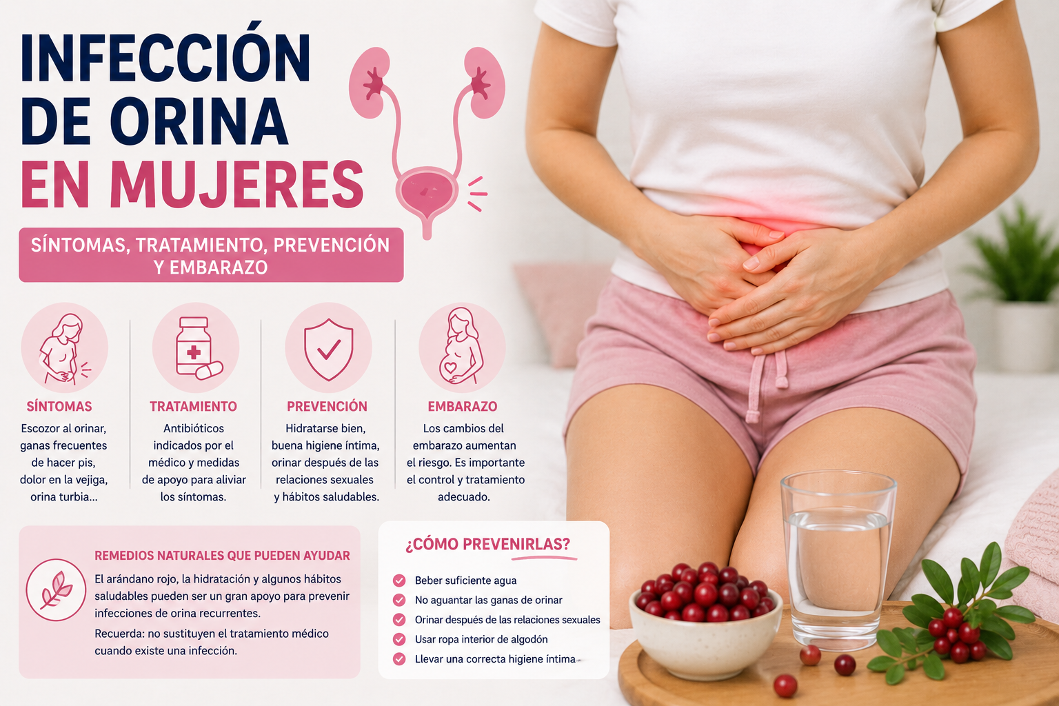 Infección de orina en mujeres: síntomas, tratamiento, prevención y embarazo