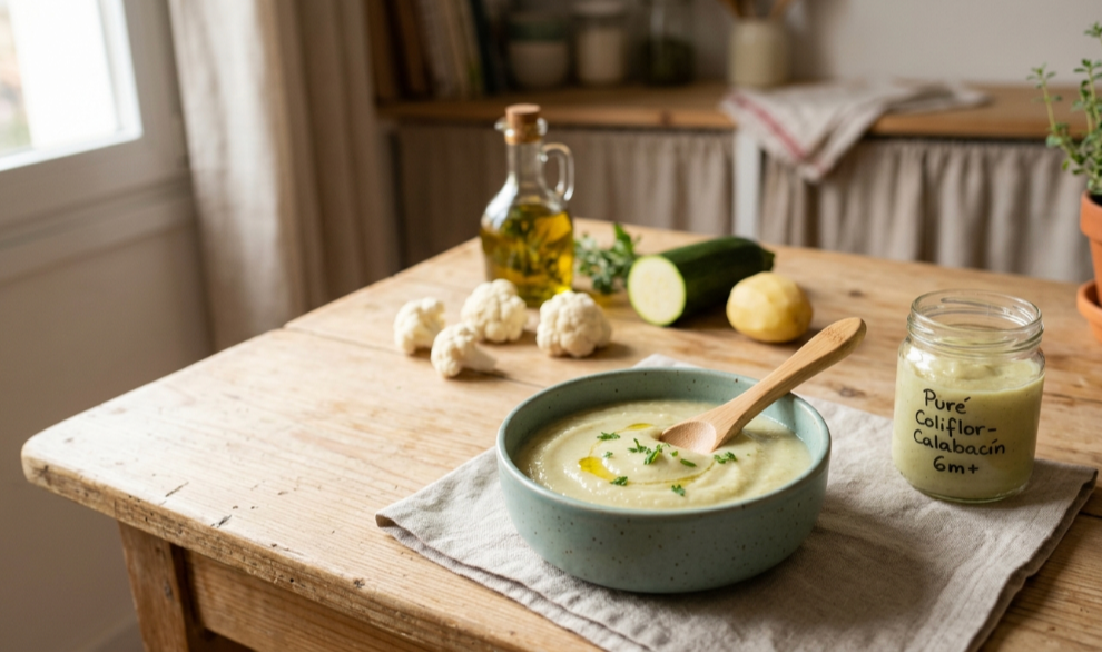 🥄 Puré de coliflor y calabacín para bebés
