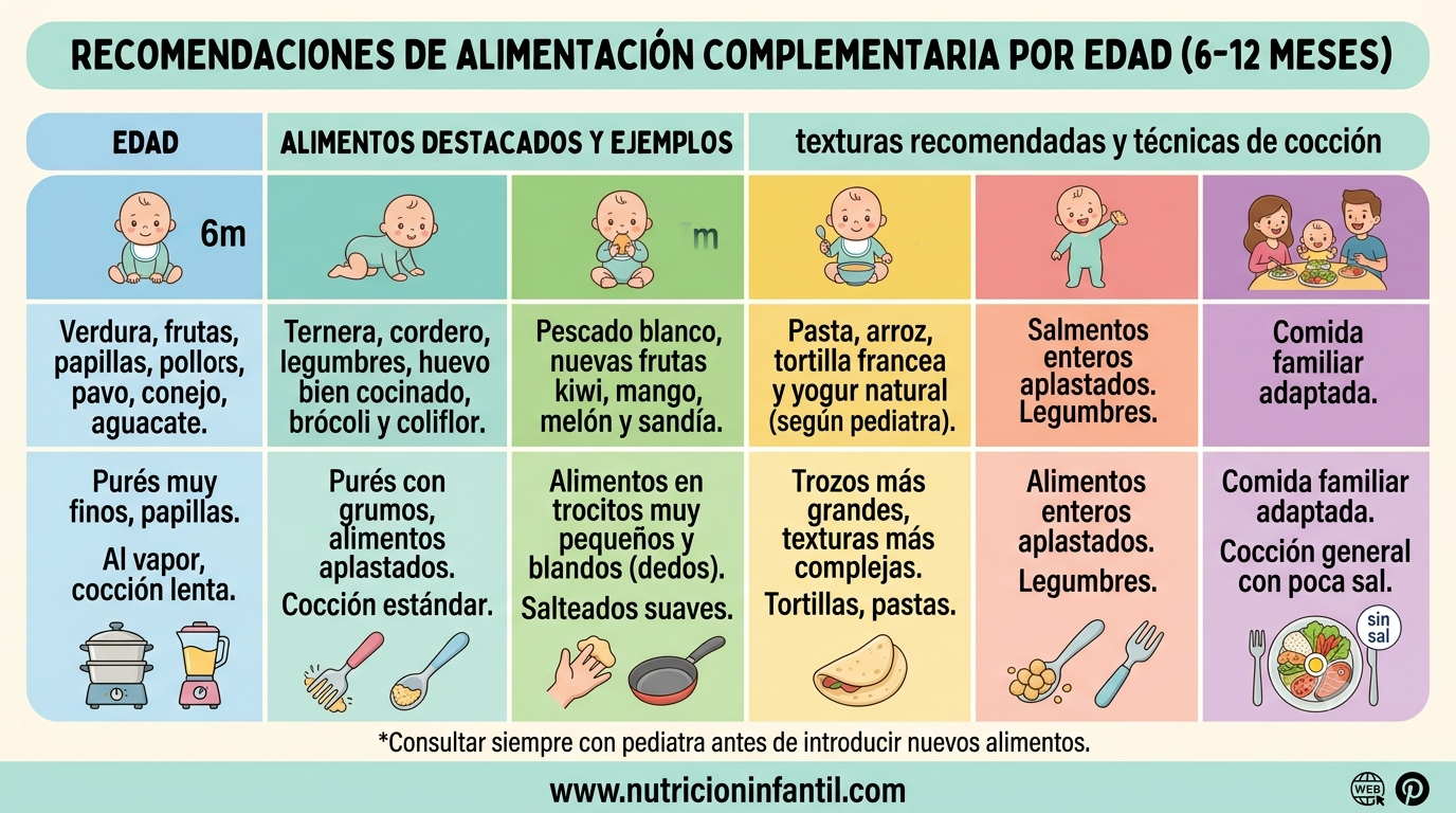 Calendario para introducir alimentos de los 6 a los 12 meses: guía completa mes a mes